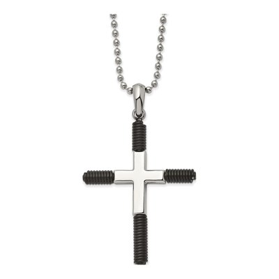 Black Stainless Steel Black Cross Necklace