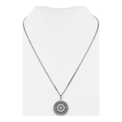 Black Stainless Steel Compass Necklace – view 4