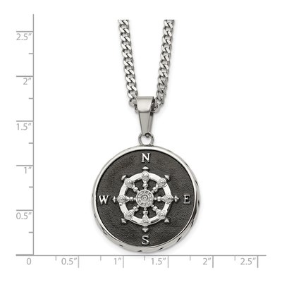 Black Stainless Steel Compass Necklace – view 6