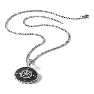 Black Stainless Steel Compass Necklace – view 7