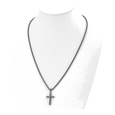 Stainless Steel Gun Metal Cross Necklace – view 4