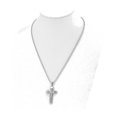 Stainless Steel Starburst Cross Necklace – view 3