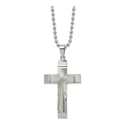 Stainless Steel Starburst Cross Necklace