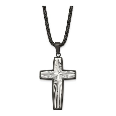 Black Stainless Steel Cross Necklace