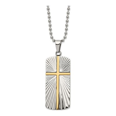 Stainless Steel Cross Dog Tag Necklace