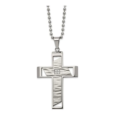 Stainless Steel CZ Cross Necklace
