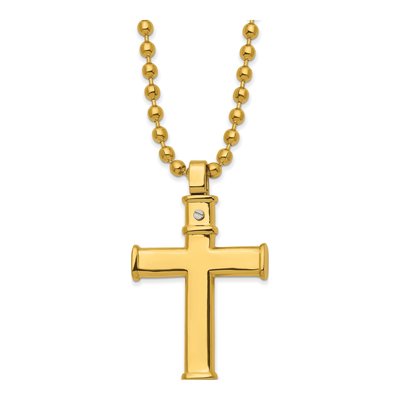 Stainless Steel IP Cross Pendant Necklace
