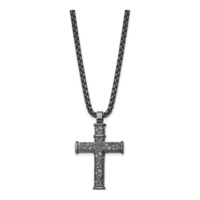 Stainless Steel Gun Metal IP Cross Necklace – view 3