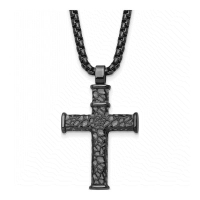 Stainless Steel Gun Metal IP Cross Necklace