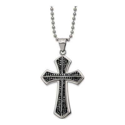 Stainless Steel Crystal Cross Necklace