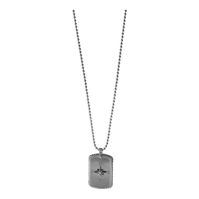 Stainless Steel Compass Dog Tag Pendant Necklace – view 3