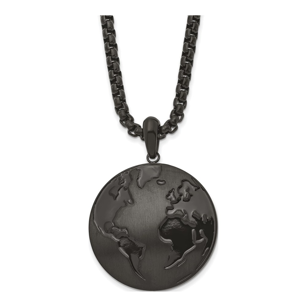 Black Stainless Steel Earth Box Necklace