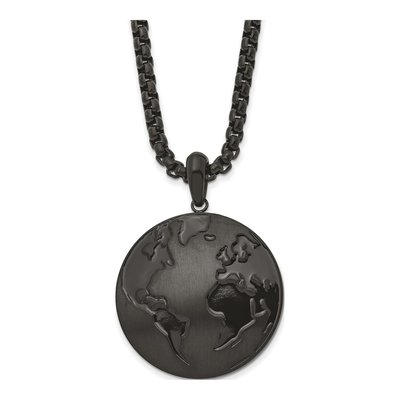 Black Stainless Steel Earth Box Necklace