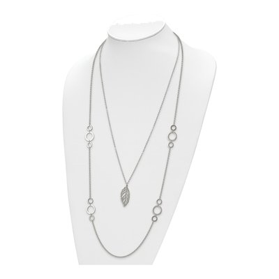 Stainless Steel Leaf Pendant Necklace – view 3