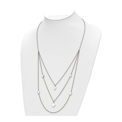 Stainless Steel Stars Moon Multi-Strand Necklace – view 4