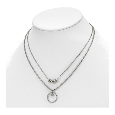 Stainless Steel 2-Strand Circle Necklace – view 3