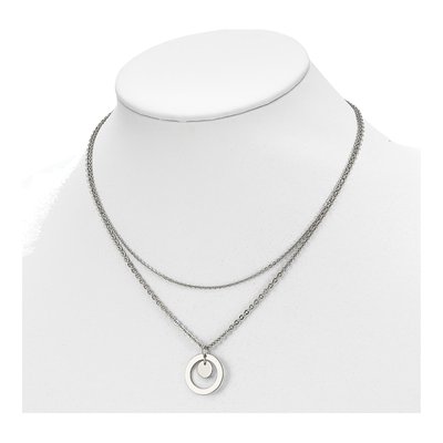 Stainless Steel 2-Strand Circle Disc Necklace – view 3