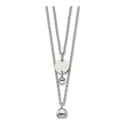 Stainless Steel 2-Strand Disc Necklace