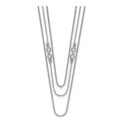 Stainless Steel Infinity 3-Strand Curb Necklace