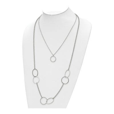 Stainless Steel 2-Strand Circles Necklace – view 3