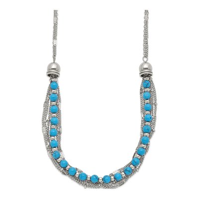 Stainless Steel Reconstructed Turquoise Multi-Strand Necklace – view 3