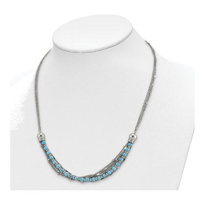 Stainless Steel Reconstructed Turquoise Multi-Strand Necklace – view 4