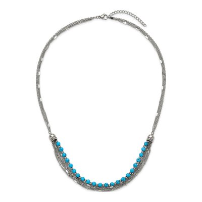 Stainless Steel Reconstructed Turquoise Multi-Strand Necklace – view 5