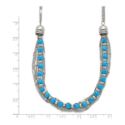 Stainless Steel Reconstructed Turquoise Multi-Strand Necklace – view 6