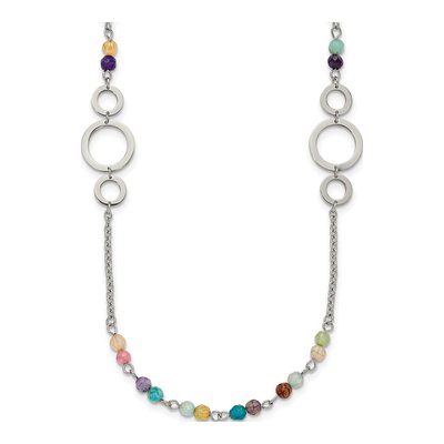 Stainless Steel Agate Multi-Color Necklace