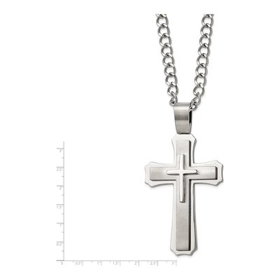 Stainless Steel Cross Curb Pendant Necklace – view 5