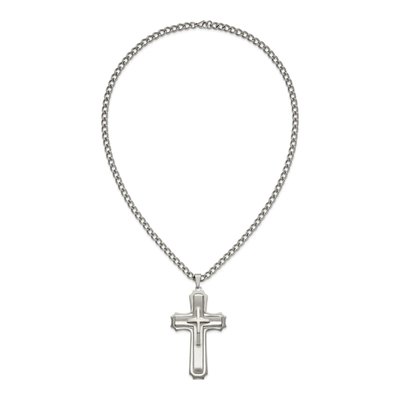Stainless Steel Cross Curb Pendant Necklace – view 7