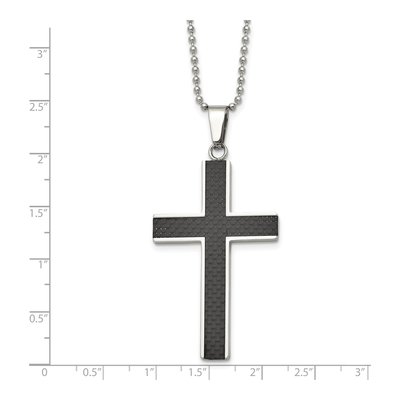 Stainless Steel Carbon Fiber Cross Pendant Necklace – view 6