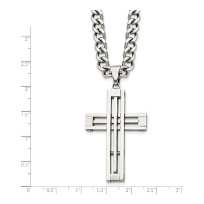 Stainless Steel Cross Curb Pendant Necklace – view 7