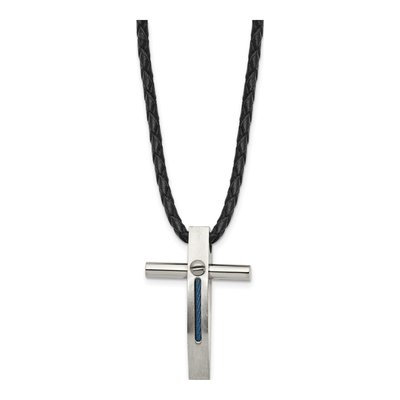 Stainless Steel Blue Cross Necklace – view 4