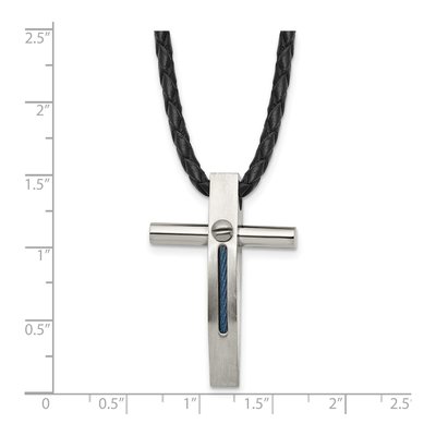 Stainless Steel Blue Cross Necklace – view 6