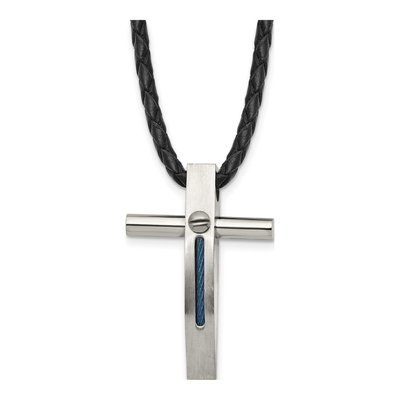 Stainless Steel Blue Cross Necklace