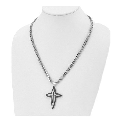Black Stainless Steel Black Cross Pendant Necklace – view 5
