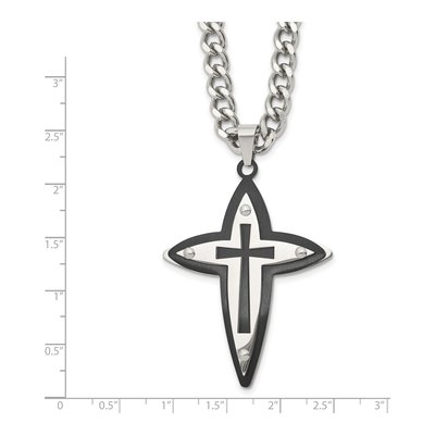 Black Stainless Steel Black Cross Pendant Necklace – view 6