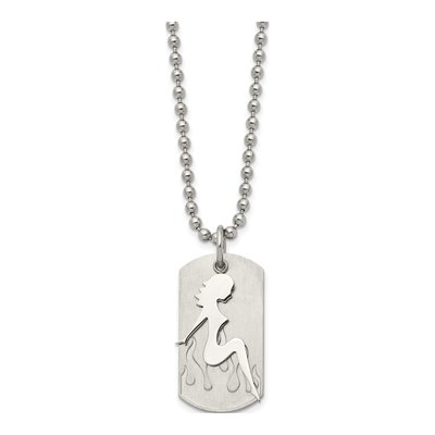 Stainless Steel Woman Silhouette Dog Tag Pendant Necklace – view 4