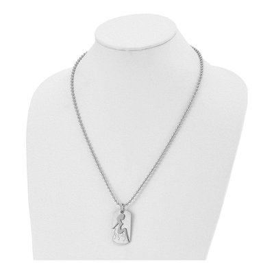 Stainless Steel Woman Silhouette Dog Tag Pendant Necklace – view 5
