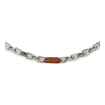 Men's Stainless Steel 7mm Brown IP Open Link Chain – view 4