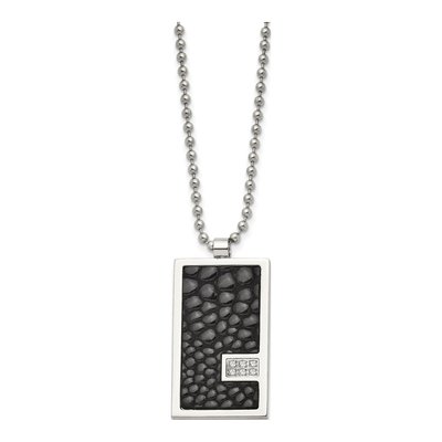 Stainless Steel 1/10 ct tw Diamond Dog Tag Pendant Necklace – view 4