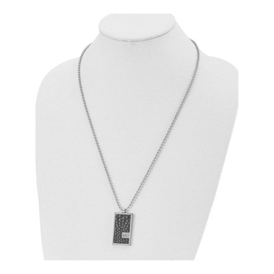 Stainless Steel 1/10 ct tw Diamond Dog Tag Pendant Necklace – view 5