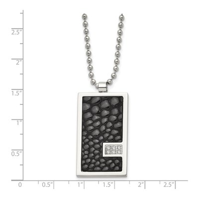 Stainless Steel 1/10 ct tw Diamond Dog Tag Pendant Necklace – view 6