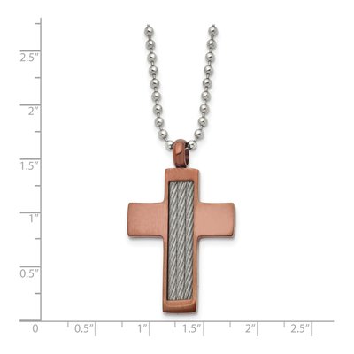 Stainless Steel Brown Cross Pendant Necklace – view 6