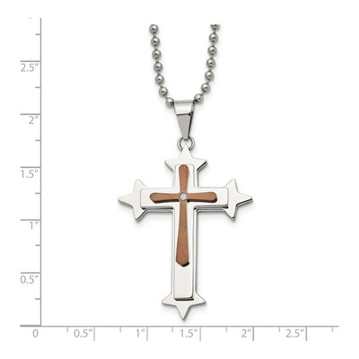 Stainless Steel CZ IP Cross Pendant Necklace – view 6