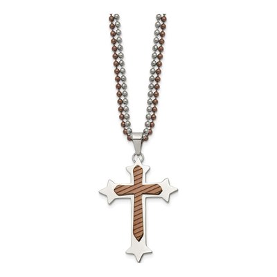 Stainless Steel Brown Cross Pendant Necklace – view 5