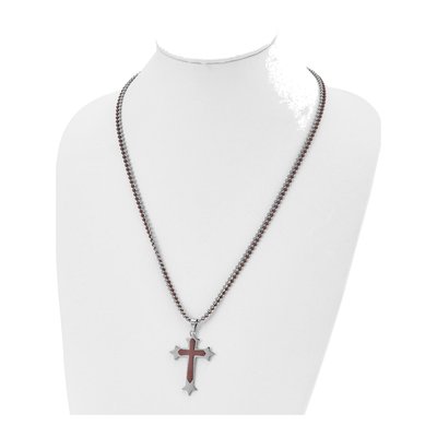 Stainless Steel Brown Cross Pendant Necklace – view 6