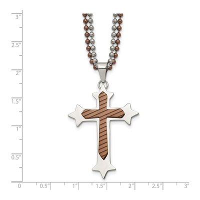 Stainless Steel Brown Cross Pendant Necklace – view 7
