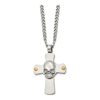 Stainless Steel Cross Skull Pendant Necklace – view 4